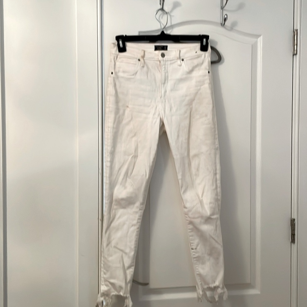 ABERCROMBIE WHITE SKINNY JEANS DISTRESSED ANKLE SIZE 28 / 6R CURVE LOVE